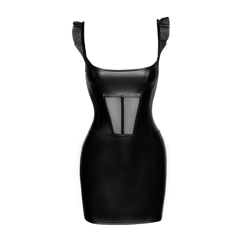 Power Wetlook Short Dress w Front Tulle Inserts - Lingerie