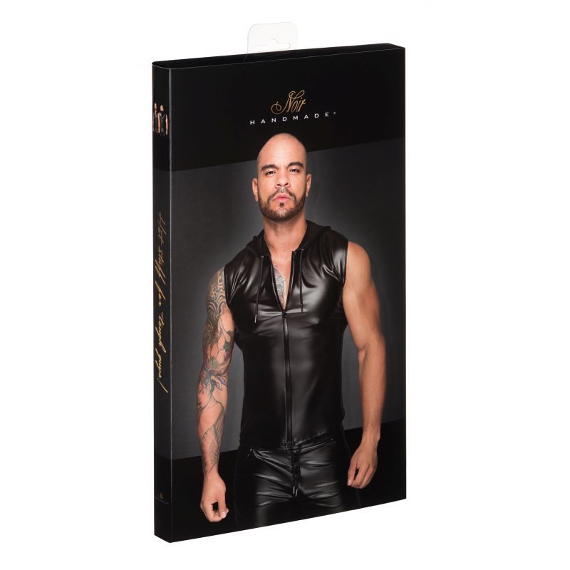 Powerwetlook Sleeveless Hooded Shirt w 2 Way Zipper - Lingerie