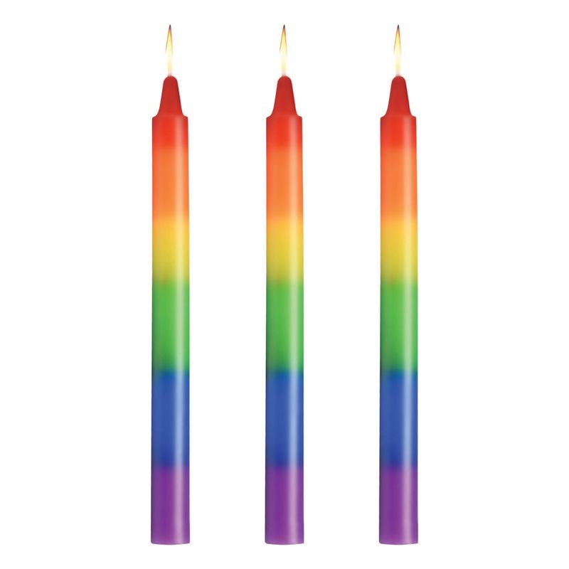 Pride Candles Rainbow Drip Candle 3 Pc - Adult Toys