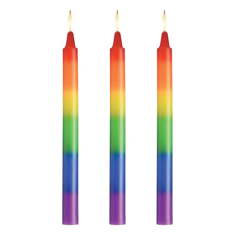 Pride Candles Rainbow Drip Candle 3 Pc - Adult Toys