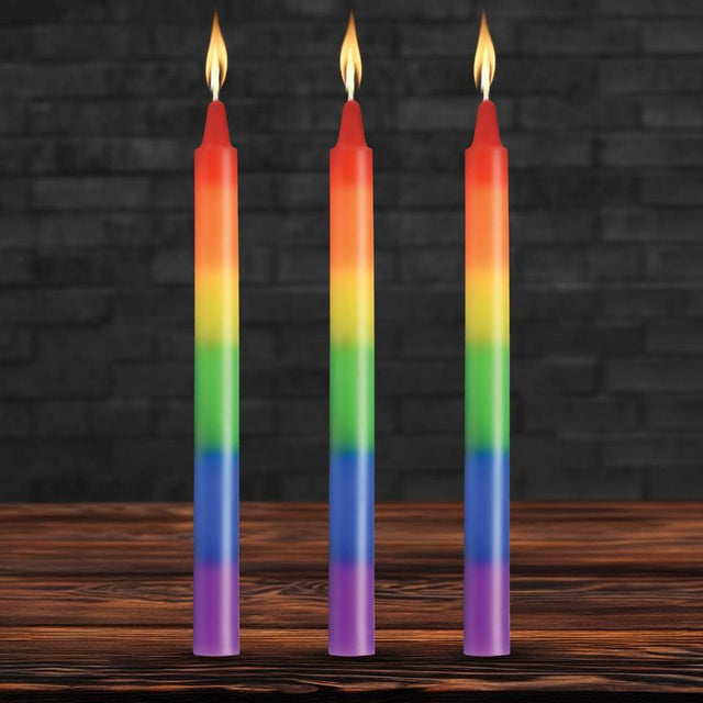 Pride Candles Rainbow Drip Candle 3 Pc - Adult Toys