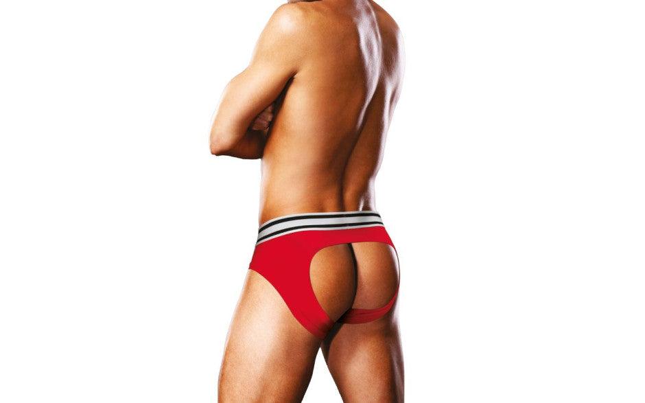 Prowler Open Back Brief Red/White - Lingerie