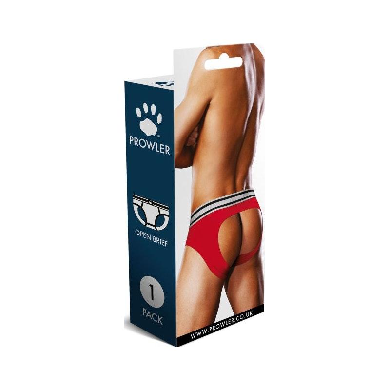 Prowler Open Back Brief White/Red - Lingerie
