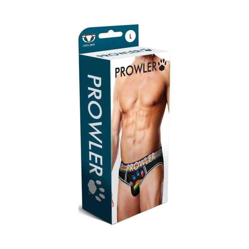 Prowler Oversized Paw Open Back Brief Black - Lingerie