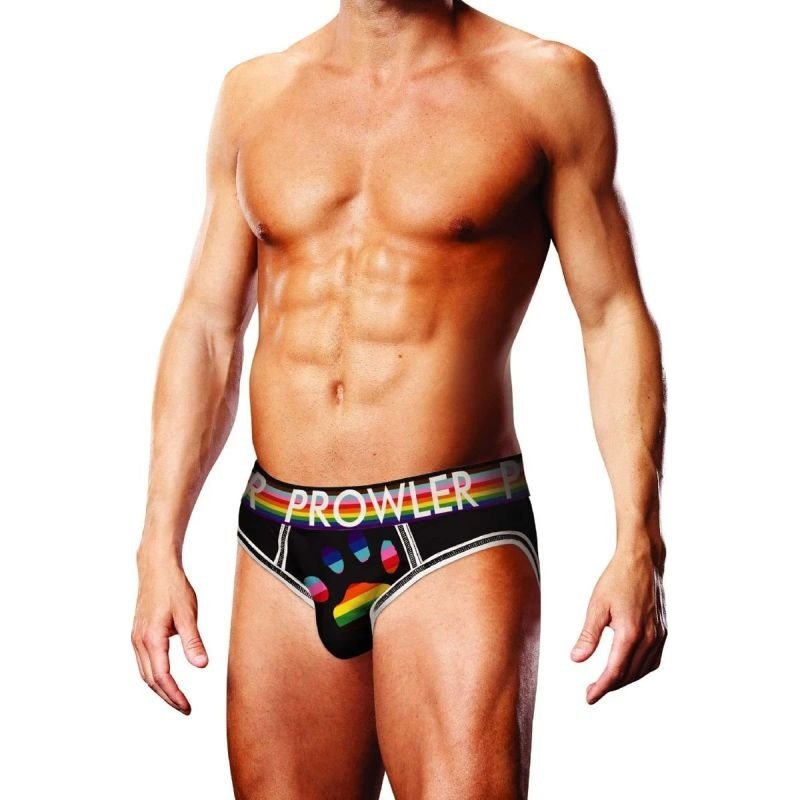 Prowler Oversized Paw Open Back Brief Black - Lingerie