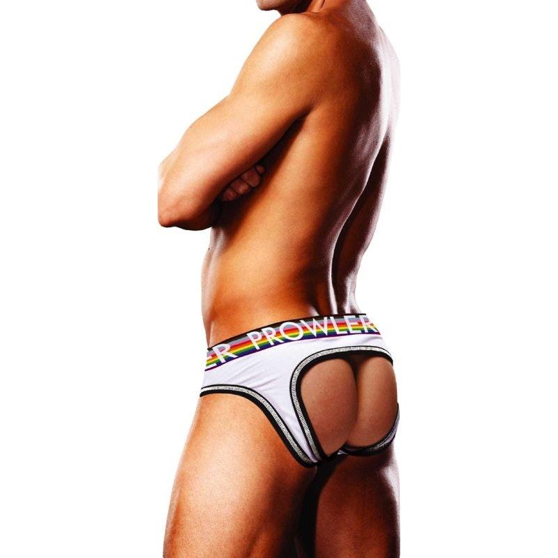 Prowler Oversized Paw Open Back Brief White - Lingerie