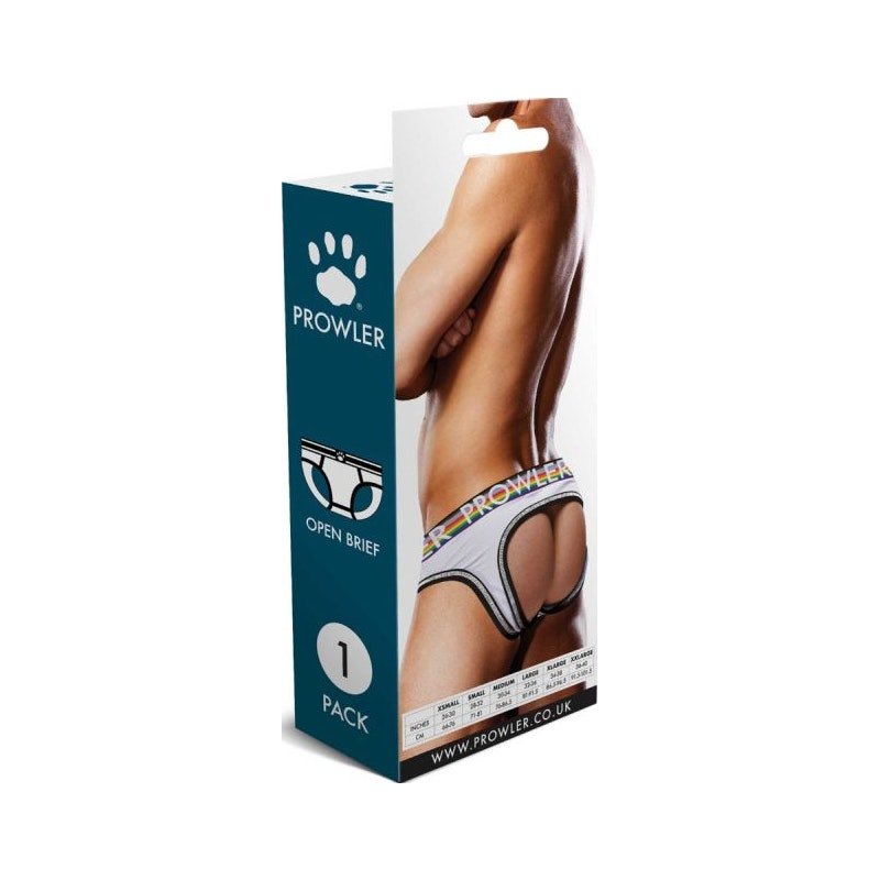Prowler Oversized Paw Open Back Brief White - Lingerie