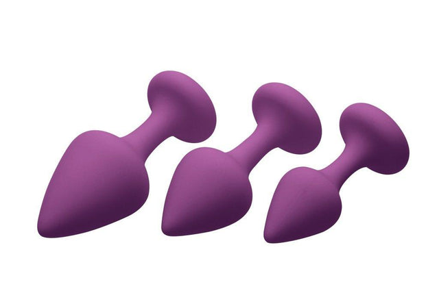 Purple Pleasures 3 Pc Silicone Anal Plugs - Naughty by Nature Adult Store