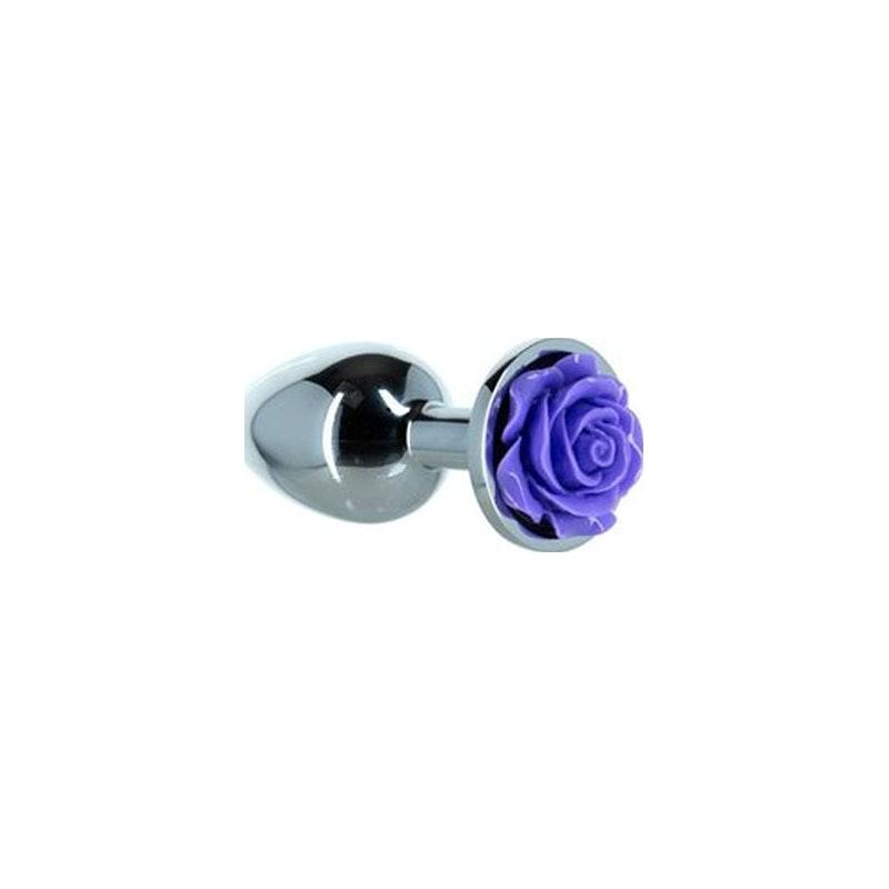 Purple Rose 3in Metal Butt Plug - Naughty by Nature Adult Store