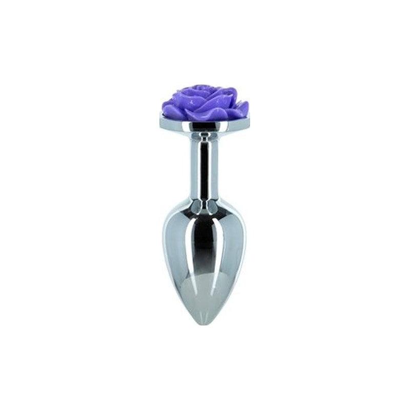 Purple Rose 3in Metal Butt Plug - Naughty by Nature Adult Store