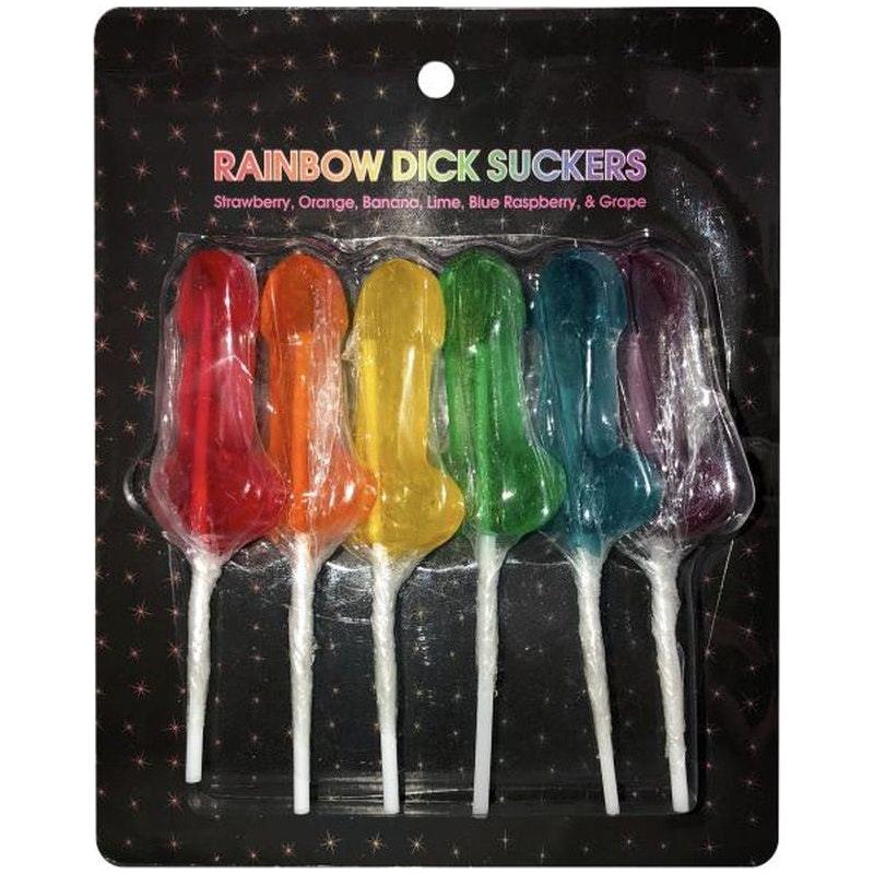 Rainbow Dick Suckers 6 Pc - Adult Toys