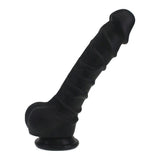 Realistic Dildo Ridged Shaft w Balls Black - Naughty by Nature Adult Store