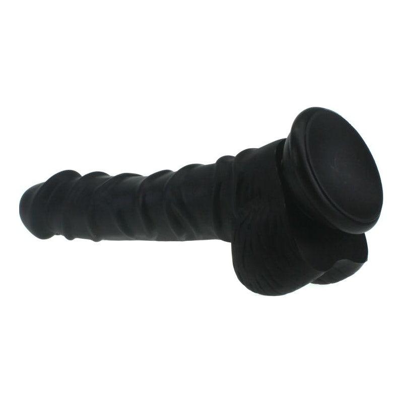 Realistic Dildo Ridged Shaft w Balls Black - Naughty by Nature Adult Store