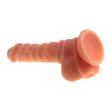 Realistic Dildo Ridged Shaft w Balls Flesh - Adult Toys
