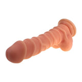 Realistic Dildo Ridged Shaft w Balls Flesh - Adult Toys