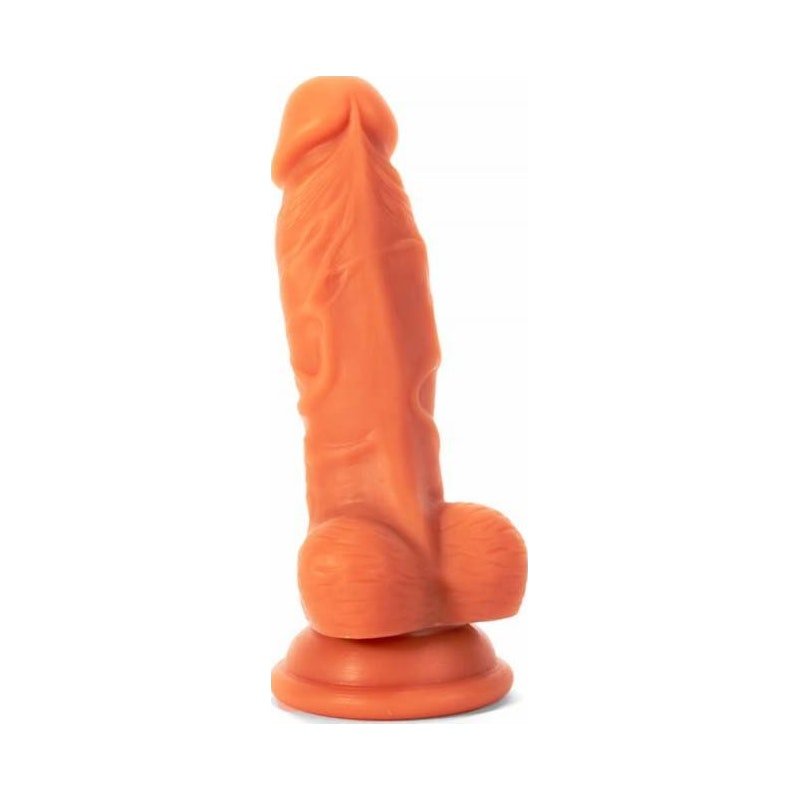 Realistic Dildo Veined Shaft w Balls Flesh - Adult Toys