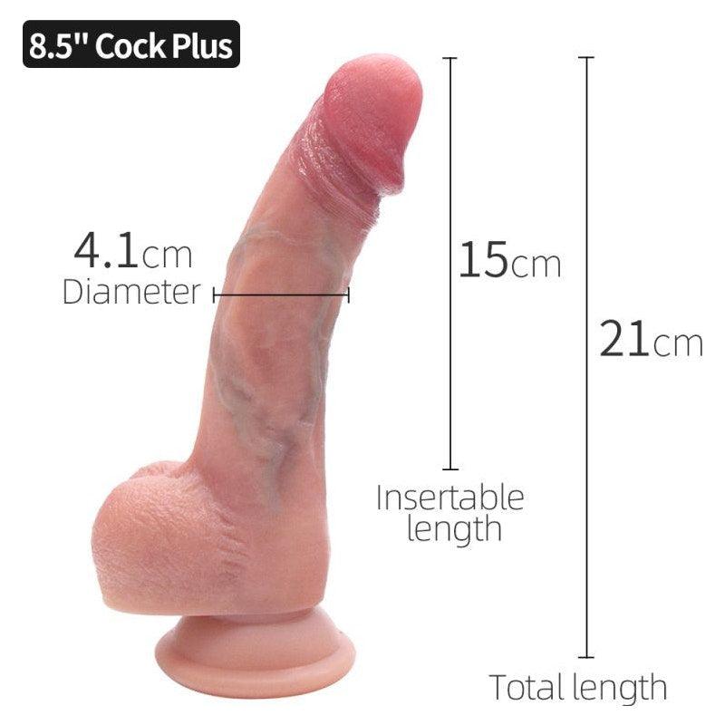 Realistic Silicone Dual Layer Cock w Suction 8.5in - Adult Toys
