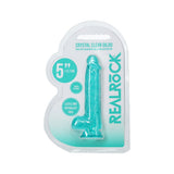RealRock 5 Inch Crystal Clear Dildo With Balls Turquoise 14.7cm - DONGS