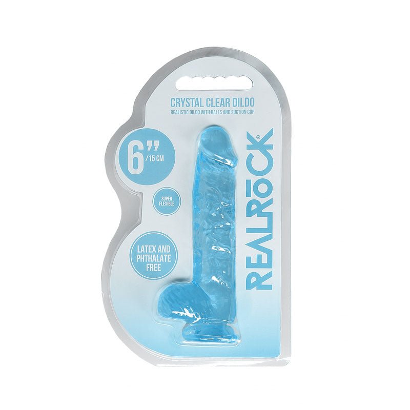 REALROCK 6'' Realistic Dildo With Balls - Blue 15.2 cm Dong - DONGS