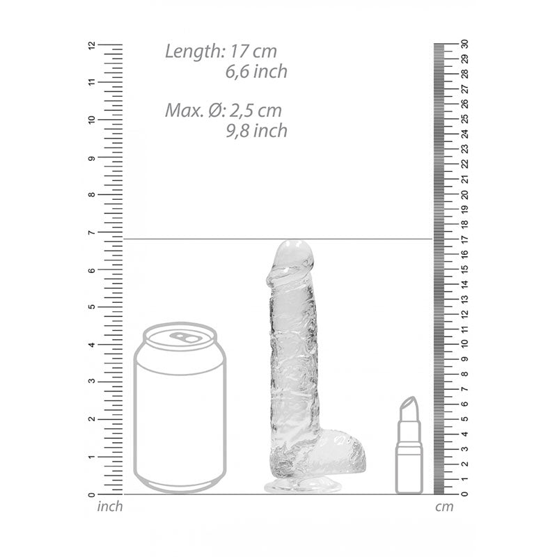 REALROCK 6'' Realistic Dildo With Balls - Clear 15.2 cm Dong - DONGS