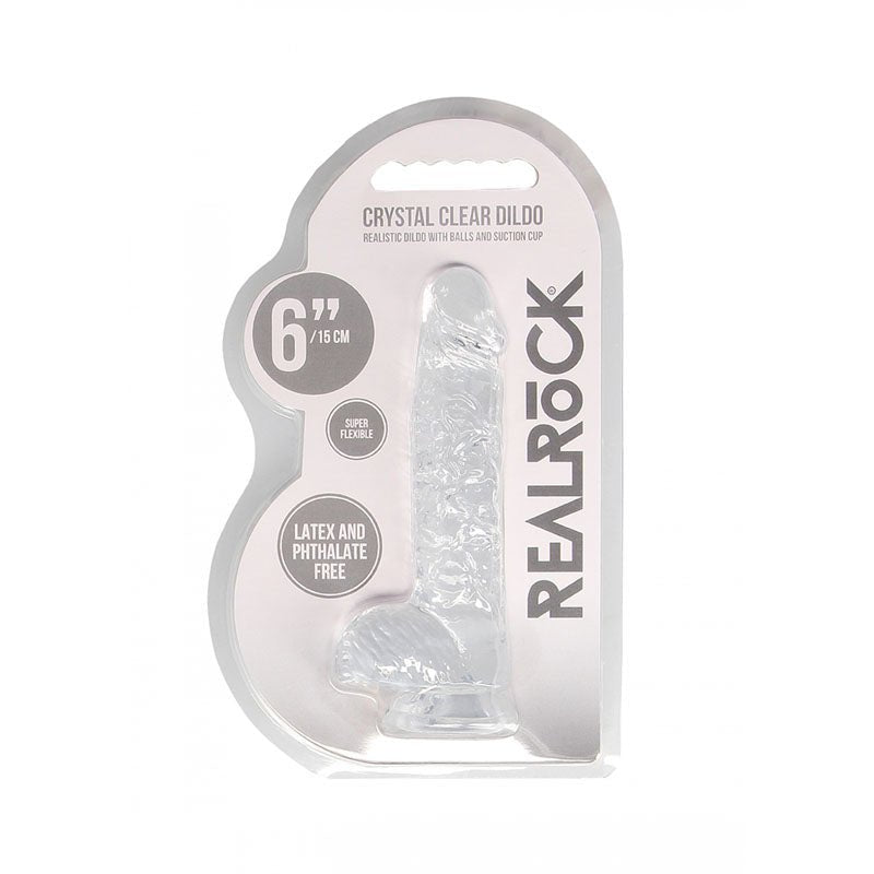 REALROCK 6'' Realistic Dildo With Balls - Clear 15.2 cm Dong - DONGS