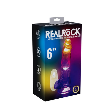 REALROCK 6'' with Balls Wireless Rechargeable LED Vibrating Dong - DONGS