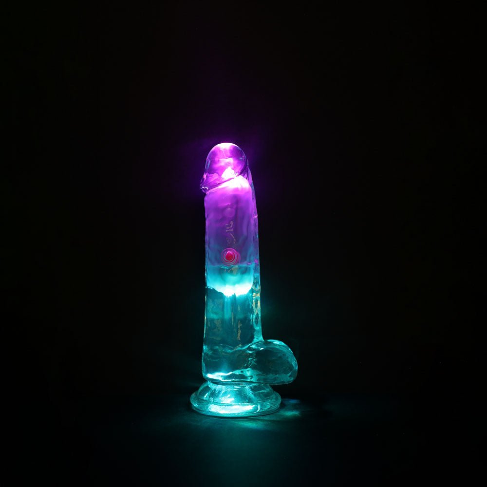REALROCK 6'' with Balls Wireless Rechargeable LED Vibrating Dong - DONGS