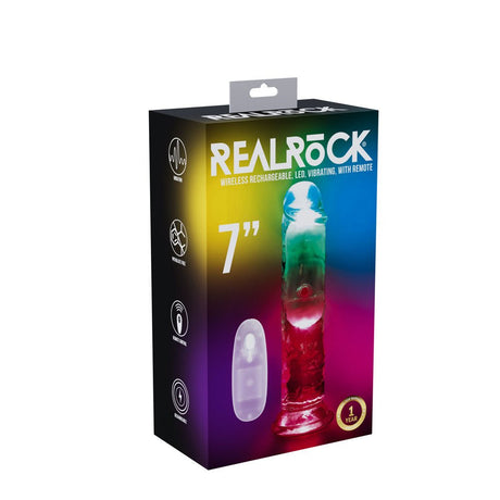 REALROCK 7'' No Balls Wireless Rechargeable LED Vibrating Dong - DONGS