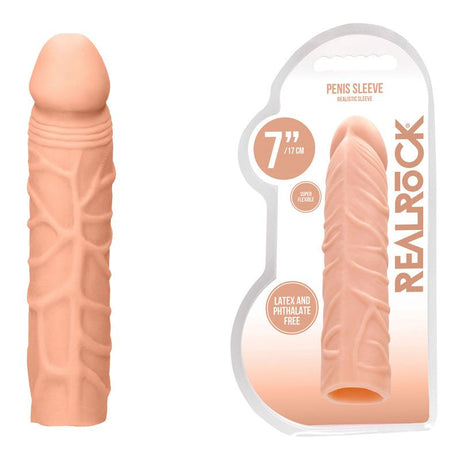 REALROCK 7'' Penis Extender Sleeve – Realistic Flesh TPE Extension - SLEEVES