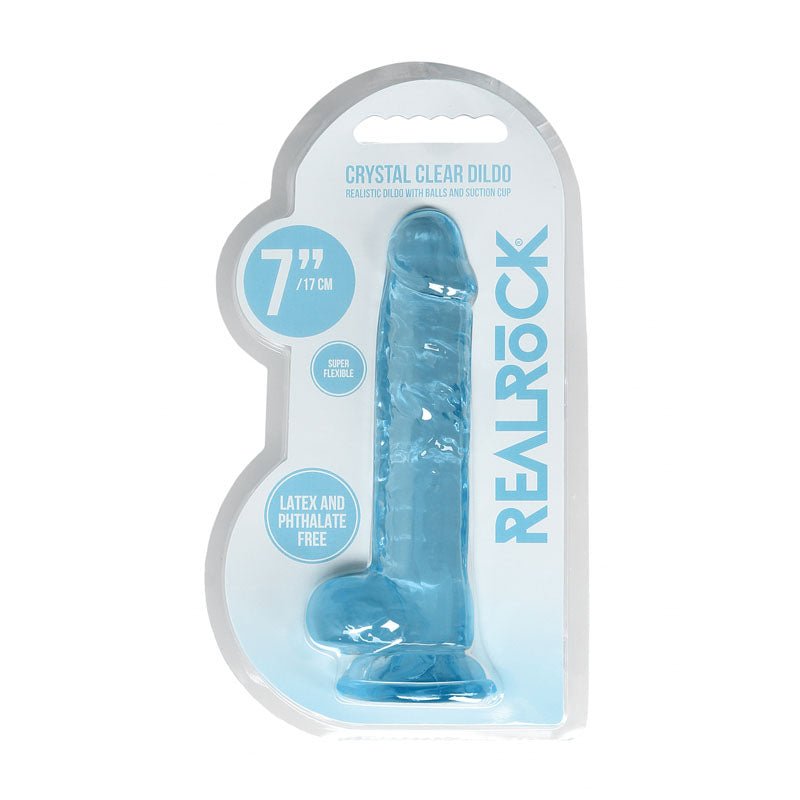 REALROCK 7'' Realistic Dildo With Balls - Blue 17.8 cm Dong - DONGS