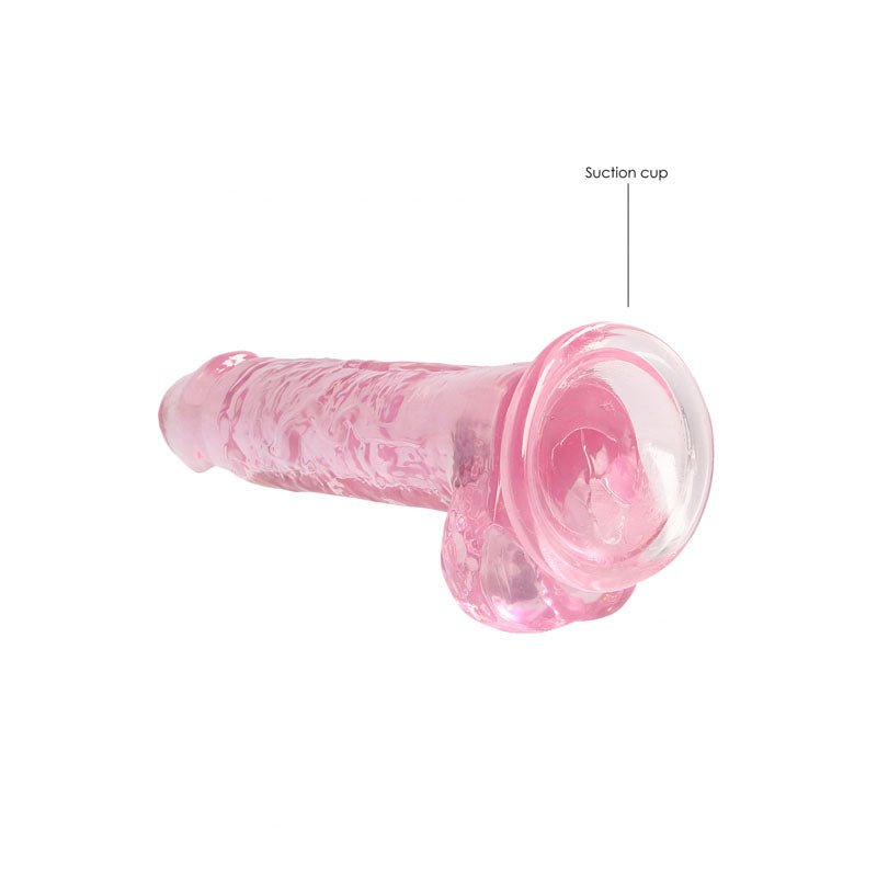REALROCK 7'' Realistic Dildo with Balls – Pink TPE Suction Cup Dong - DONGS