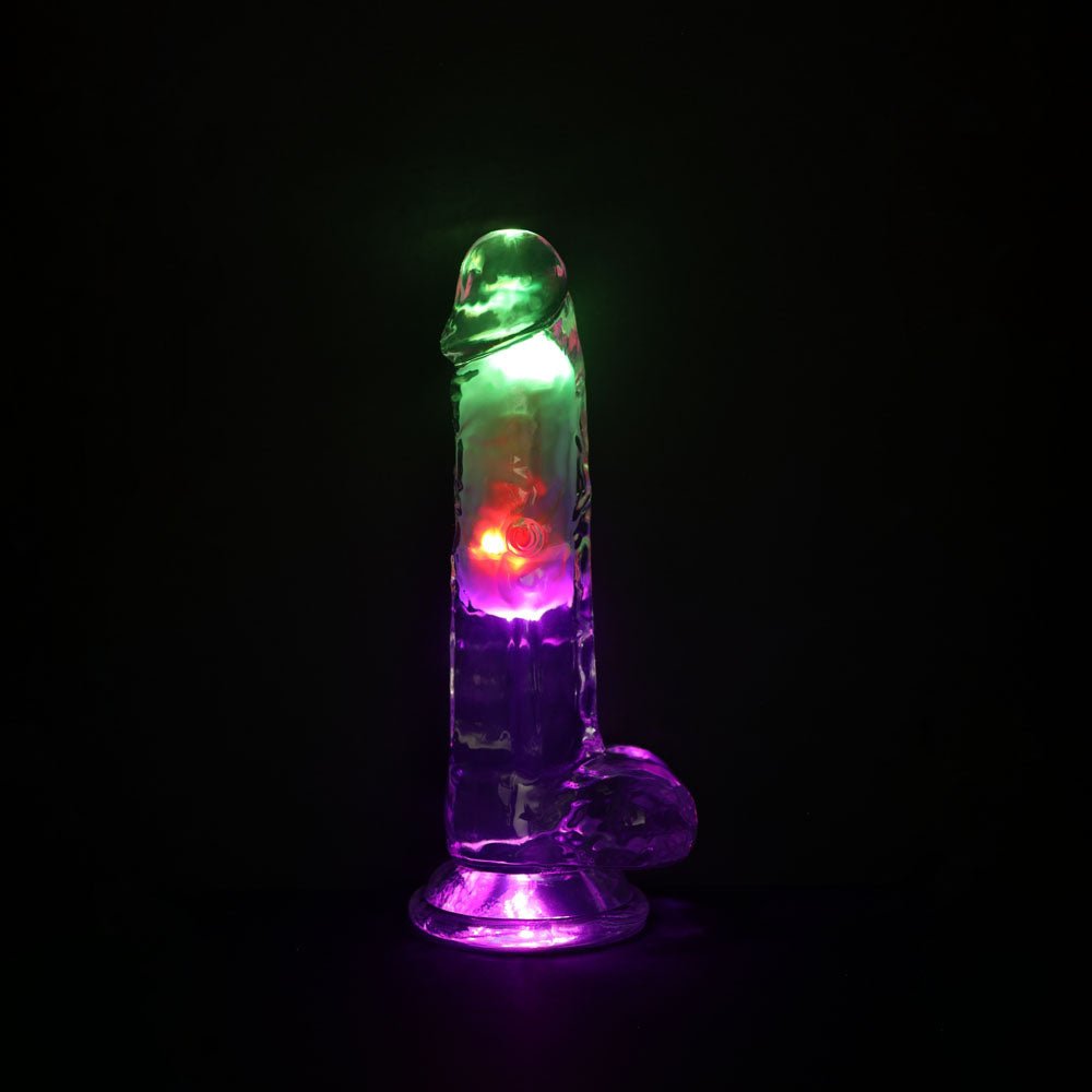 REALROCK 7'' with Balls Wireless Rechargeable LED Vibrating Dong - DONGS
