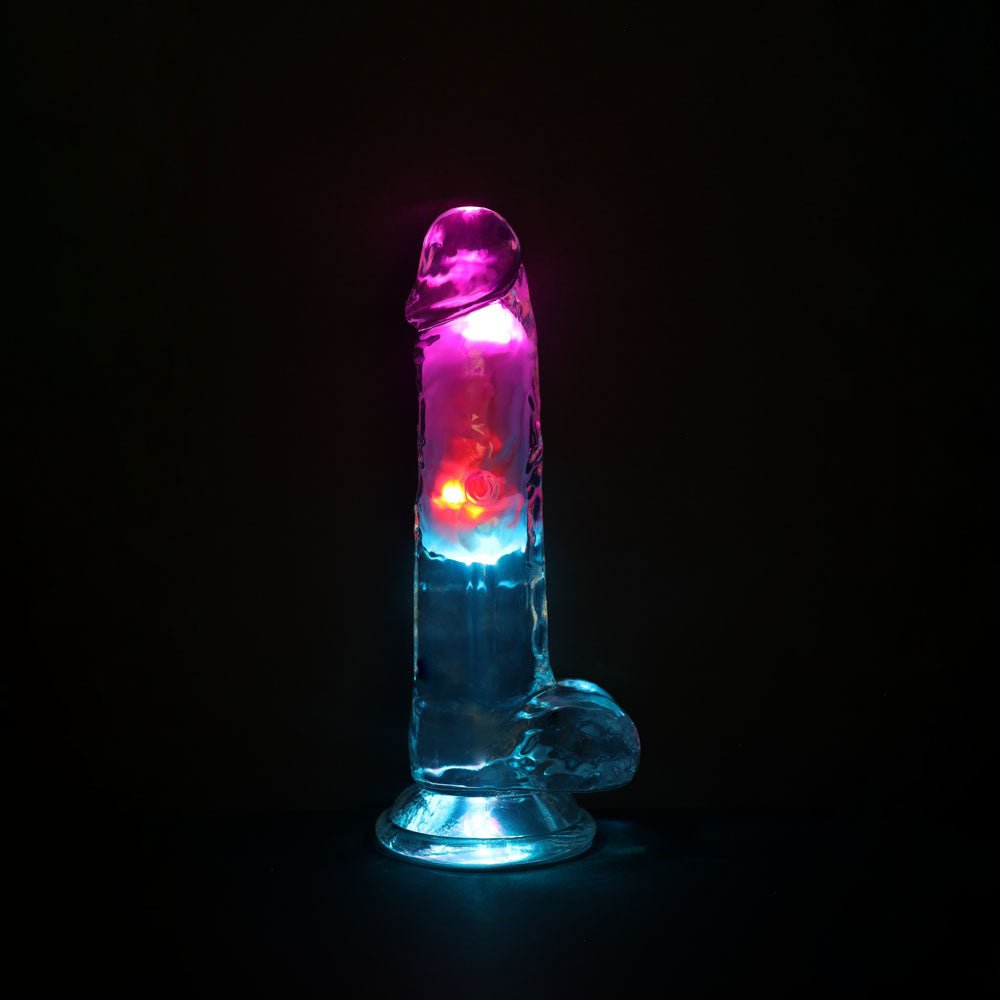REALROCK 7'' with Balls Wireless Rechargeable LED Vibrating Dong - DONGS