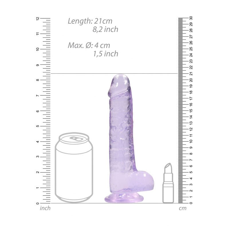 REALROCK 8 - Inch Realistic Dildo with Suction Cup and Balls – Purple - DONGS