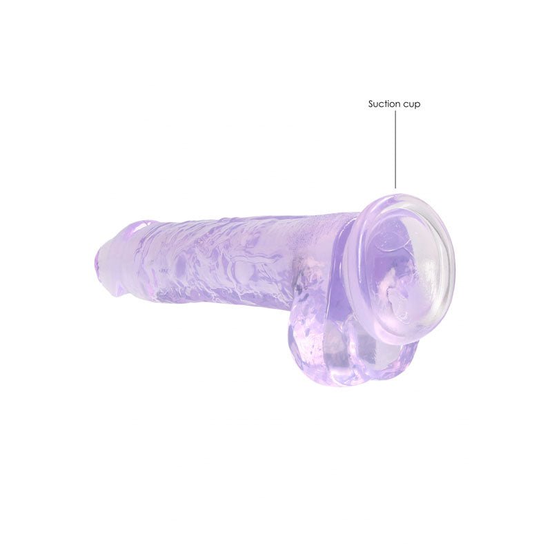 REALROCK 8 - Inch Realistic Dildo with Suction Cup and Balls – Purple - DONGS