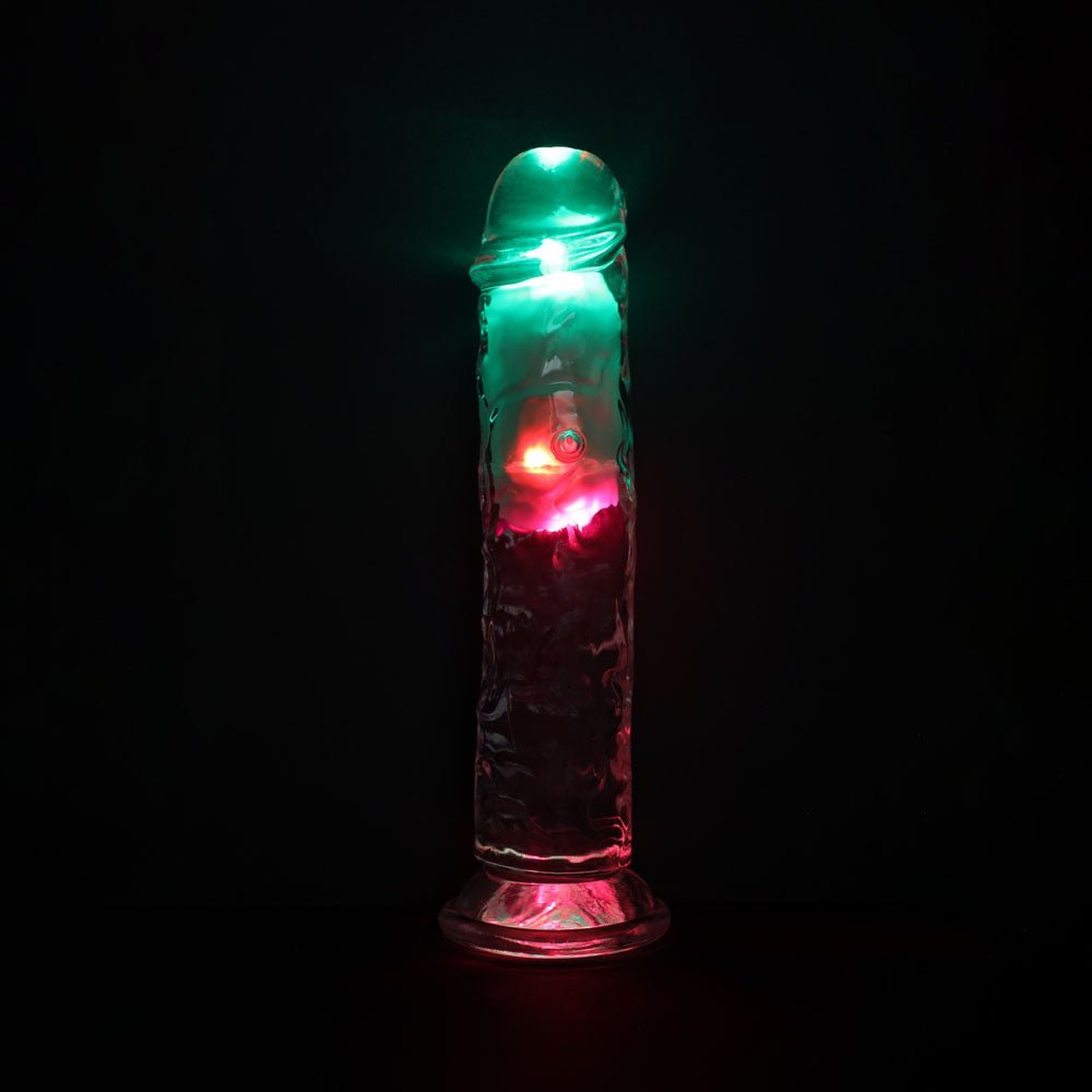 REALROCK 8'' No Balls Wireless Rechargeable LED Vibrating Dong - DONGS