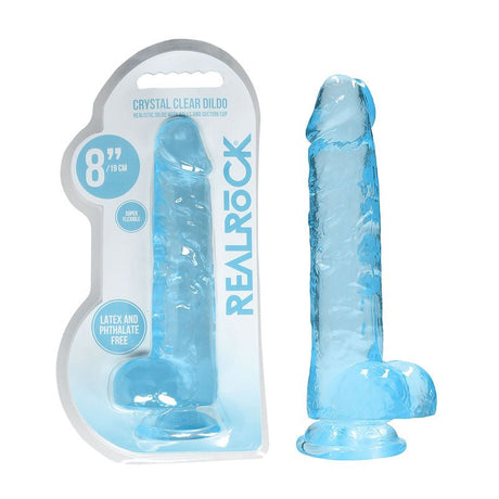 REALROCK 8'' Realistic Dildo With Balls - Blue 20.3 cm Dong - DONGS