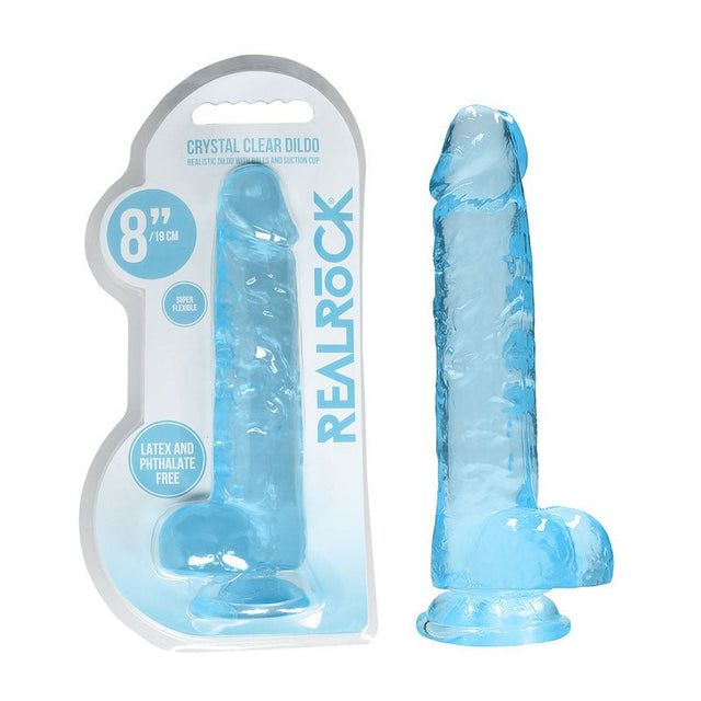 REALROCK 8'' Realistic Dildo With Balls - Blue 20.3 cm Dong - DONGS