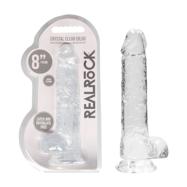 REALROCK 8'' Realistic Dildo With Balls - Clear 20.3 cm Dong - DONGS