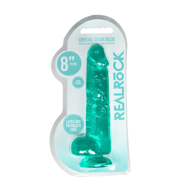 REALROCK 8'' Realistic Dildo With Balls - Turquoise - DONGS