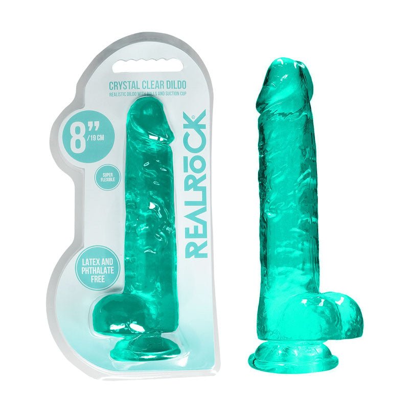 REALROCK 8'' Realistic Dildo With Balls - Turquoise - DONGS