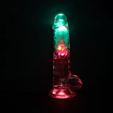 REALROCK 8'' with Balls Wireless Rechargeable LED Vibrating Dong - DONGS