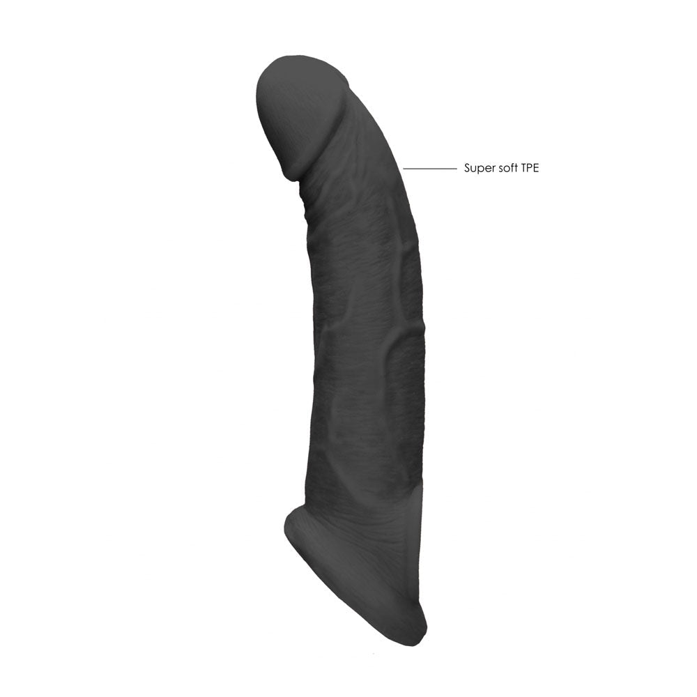Realrock 9 Inch Realistic Penis Extender With Rings Black Sleeve - SLEEVES