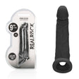 Realrock 9 Inch Realistic Penis Extender With Rings Black Sleeve - SLEEVES