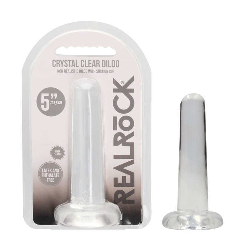REALROCK Crystal Clear Non - Realistic Dildo with Suction Cup – 13.5cm - DONGS