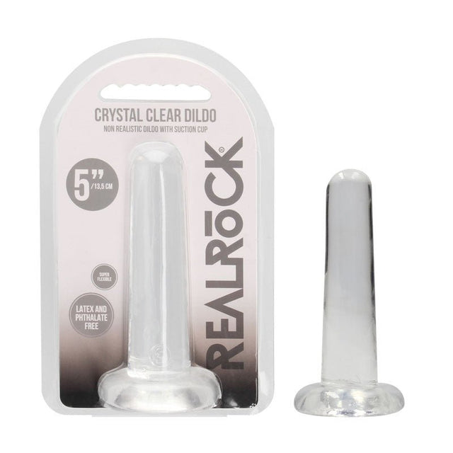 REALROCK Crystal Clear Non - Realistic Dildo with Suction Cup – 13.5cm - DONGS