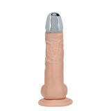 RealRock Metal Head 7 Inch Flesh Dildo Vibrating With Remote - DONGS