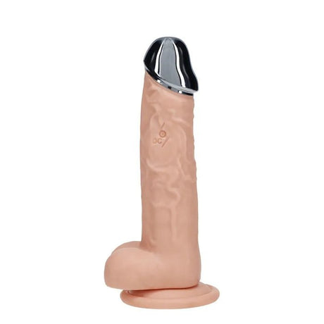 RealRock Metal Head 7 Inch Flesh Dildo Vibrating With Remote - DONGS