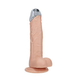 RealRock Metal Head 7 Inch Flesh Dildo Vibrating With Remote - DONGS