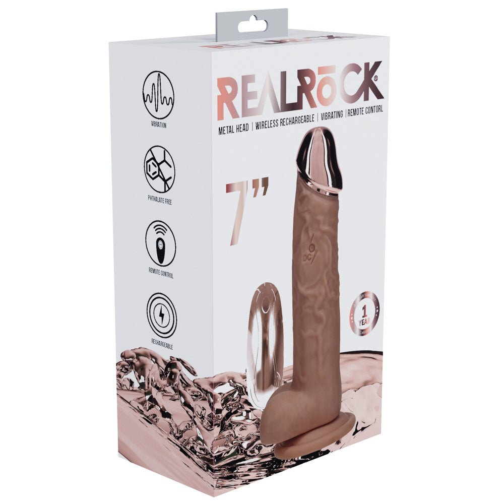 RealRock Metal Head 7" Rechargeable Dildo With Wireless Remote - DONGS